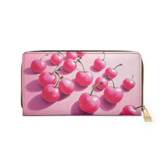 Zipper Wallet - Sweet Pink Cherries Artwork
