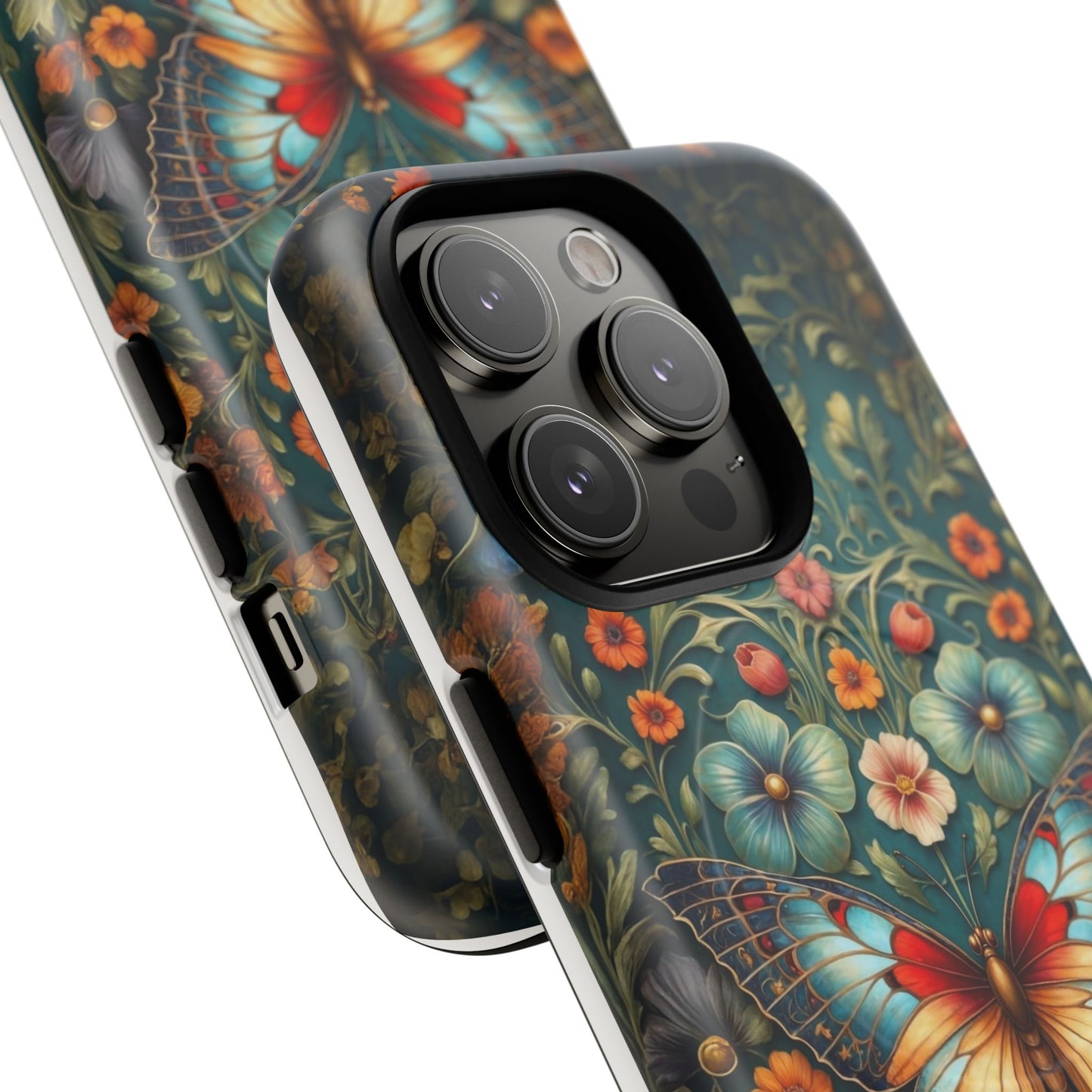 Butterfly Floral iPhone Case – Vintage Garden-Inspired Phone Cover