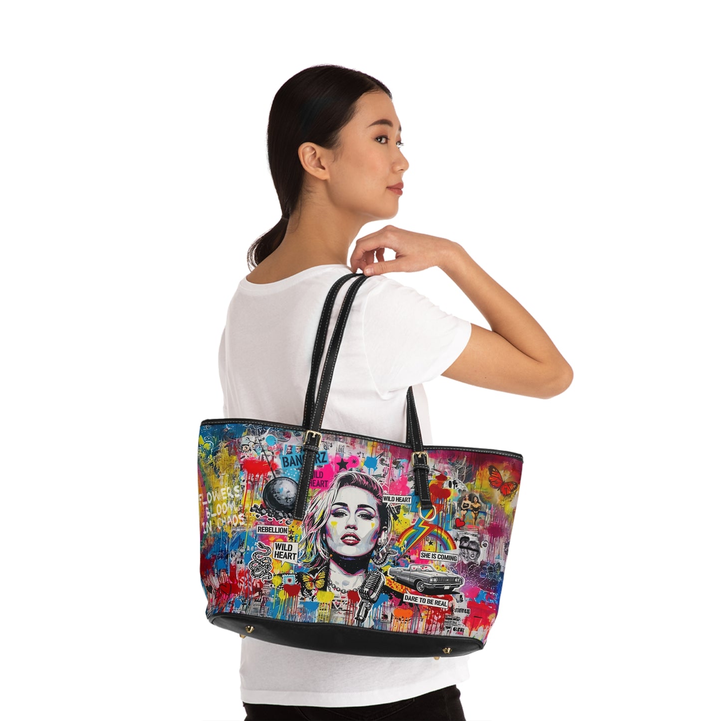 Graffiti Shoulder Bag - Miley Cyrus Portrait