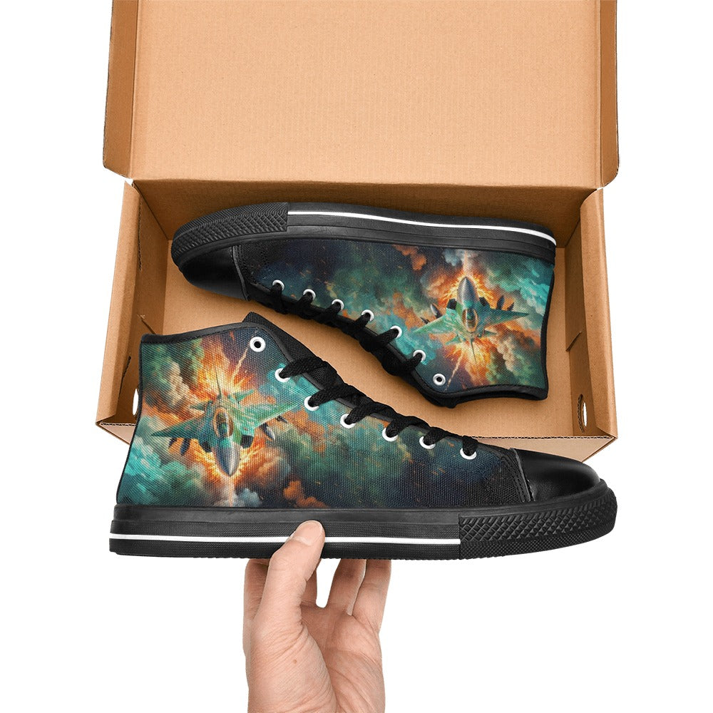 Fighter Jet High-Top Canvas Shoes for Big Kids!
