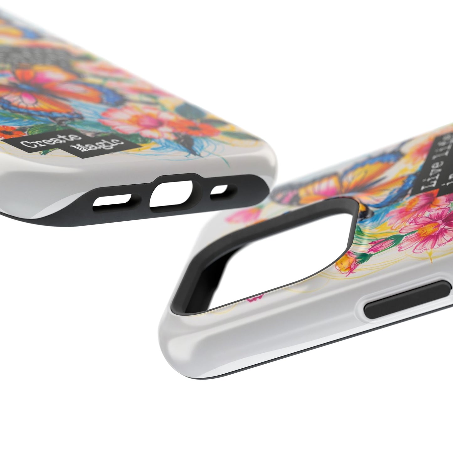 iPhone Cases - Colorful Butterfly and Flower Sketch - Impact-Resistant Cases