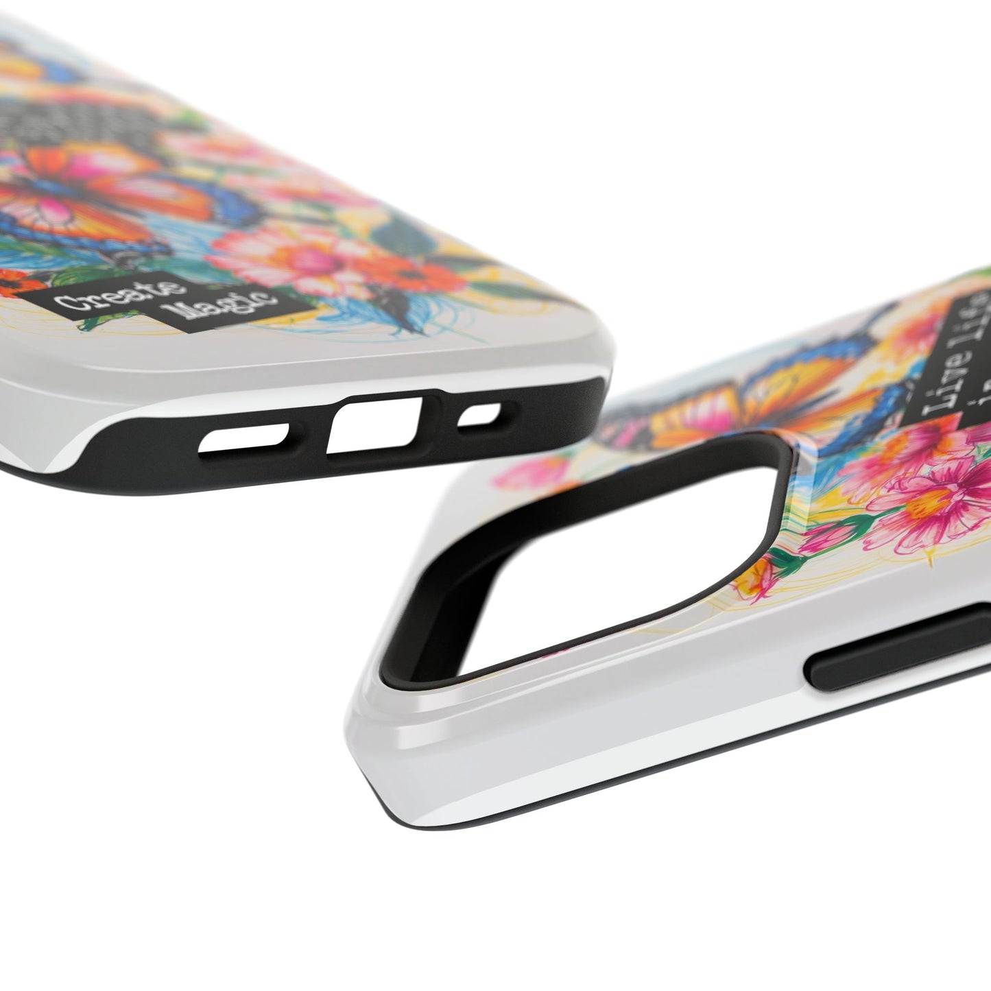 iPhone Cases - Colorful Butterfly and Flower Sketch - Impact-Resistant Cases