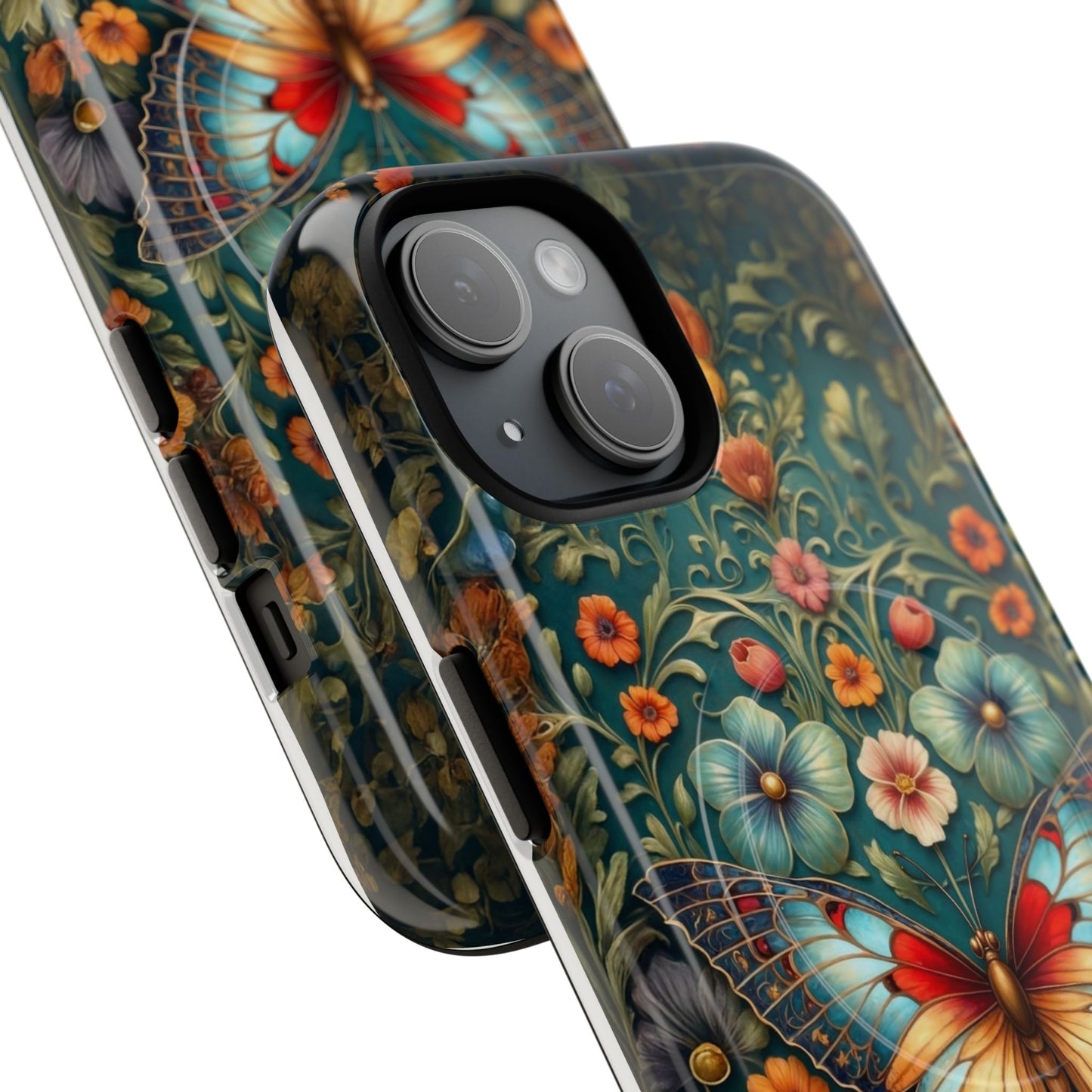 Butterfly Floral iPhone Case – Vintage Garden-Inspired Phone Cover