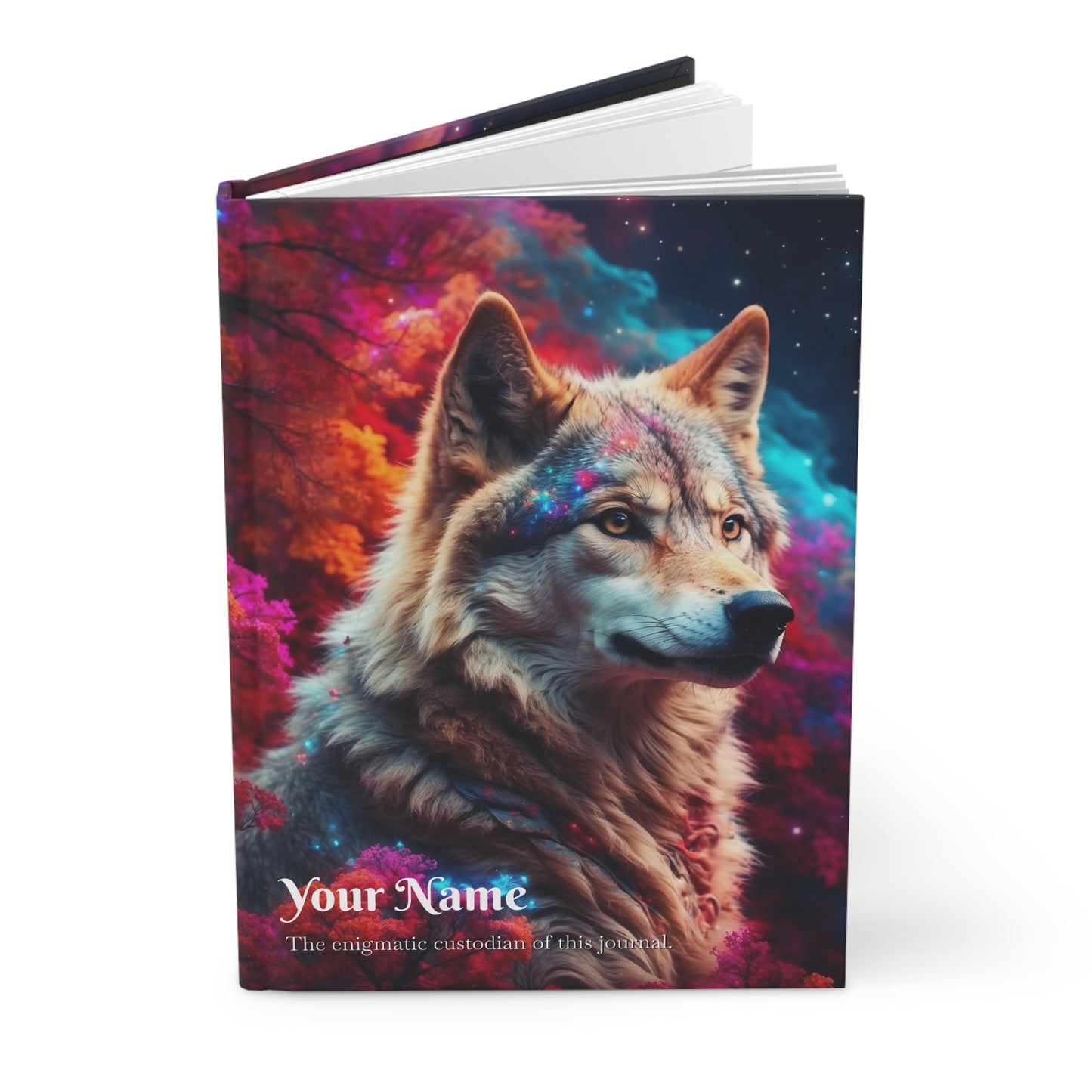 Personalized Nature A5 Notebook, Animal Art Gift -Celestial Wolf Journal