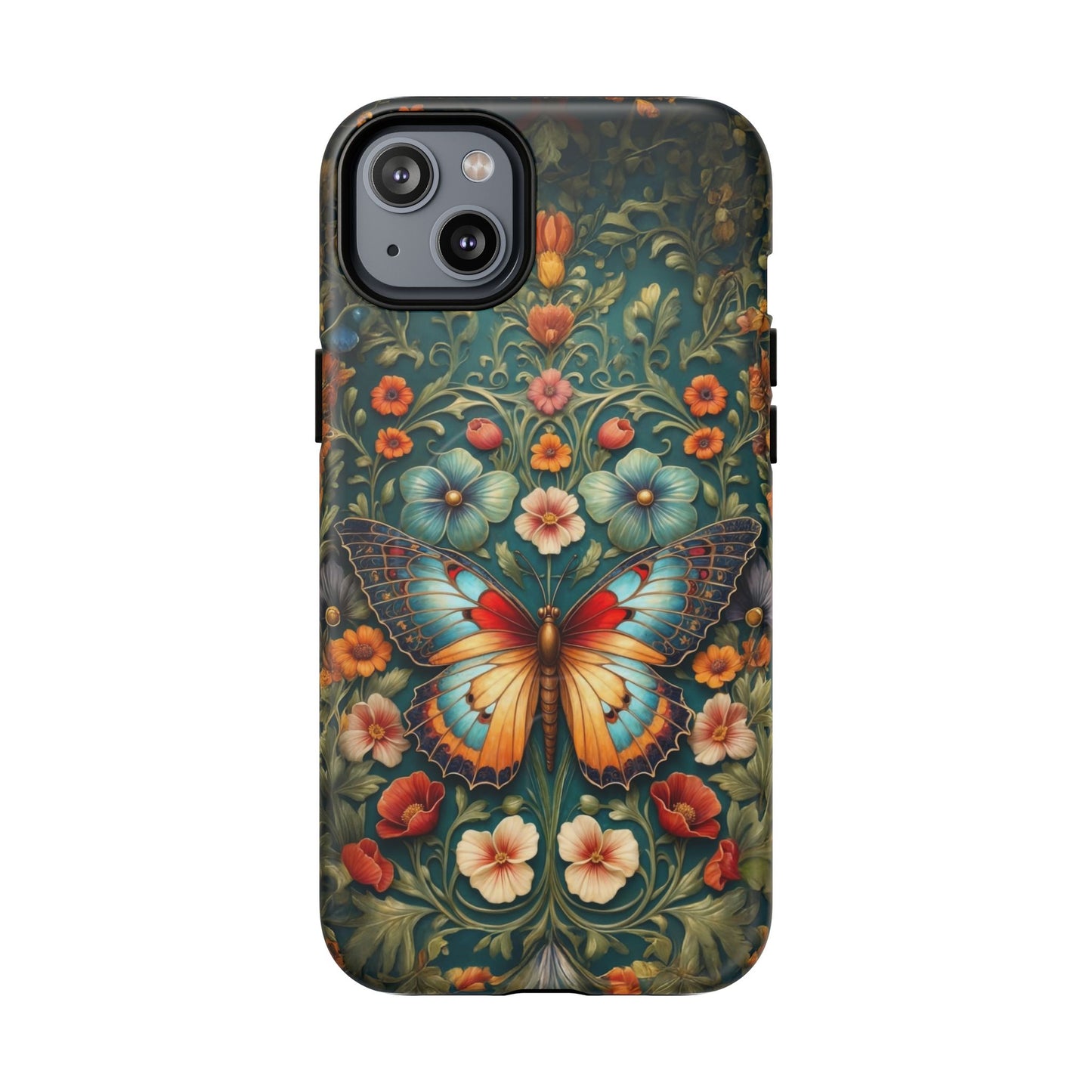 Butterfly Floral iPhone Case – Vintage Garden-Inspired Phone Cover