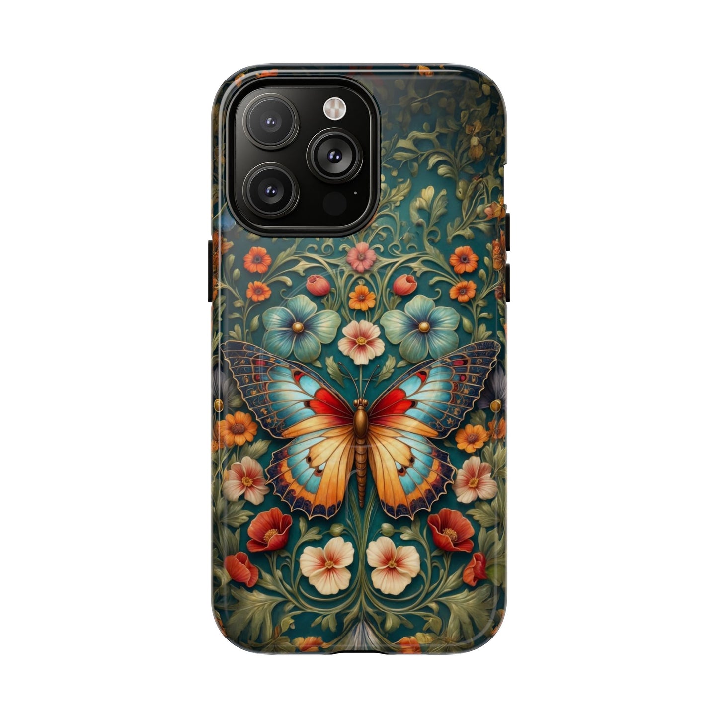 Butterfly Floral iPhone Case – Vintage Garden-Inspired Phone Cover