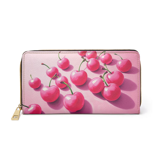 Zipper Wallet - Sweet Pink Cherries Artwork