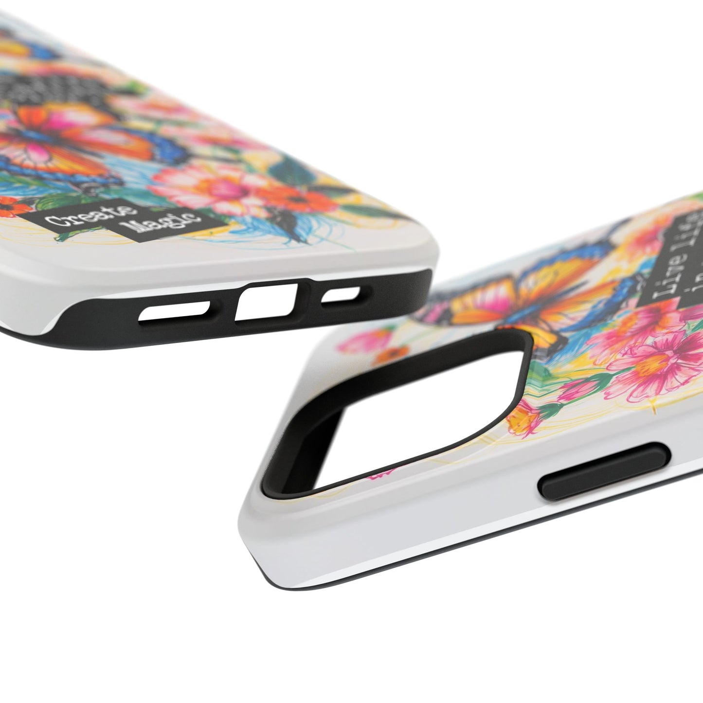 iPhone Cases - Colorful Butterfly and Flower Sketch - Impact-Resistant Cases