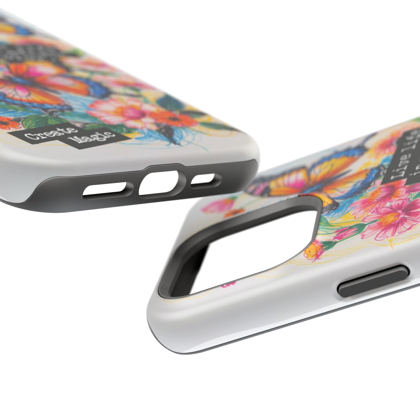 iPhone Cases - Colorful Butterfly and Flower Sketch - Impact-Resistant Cases