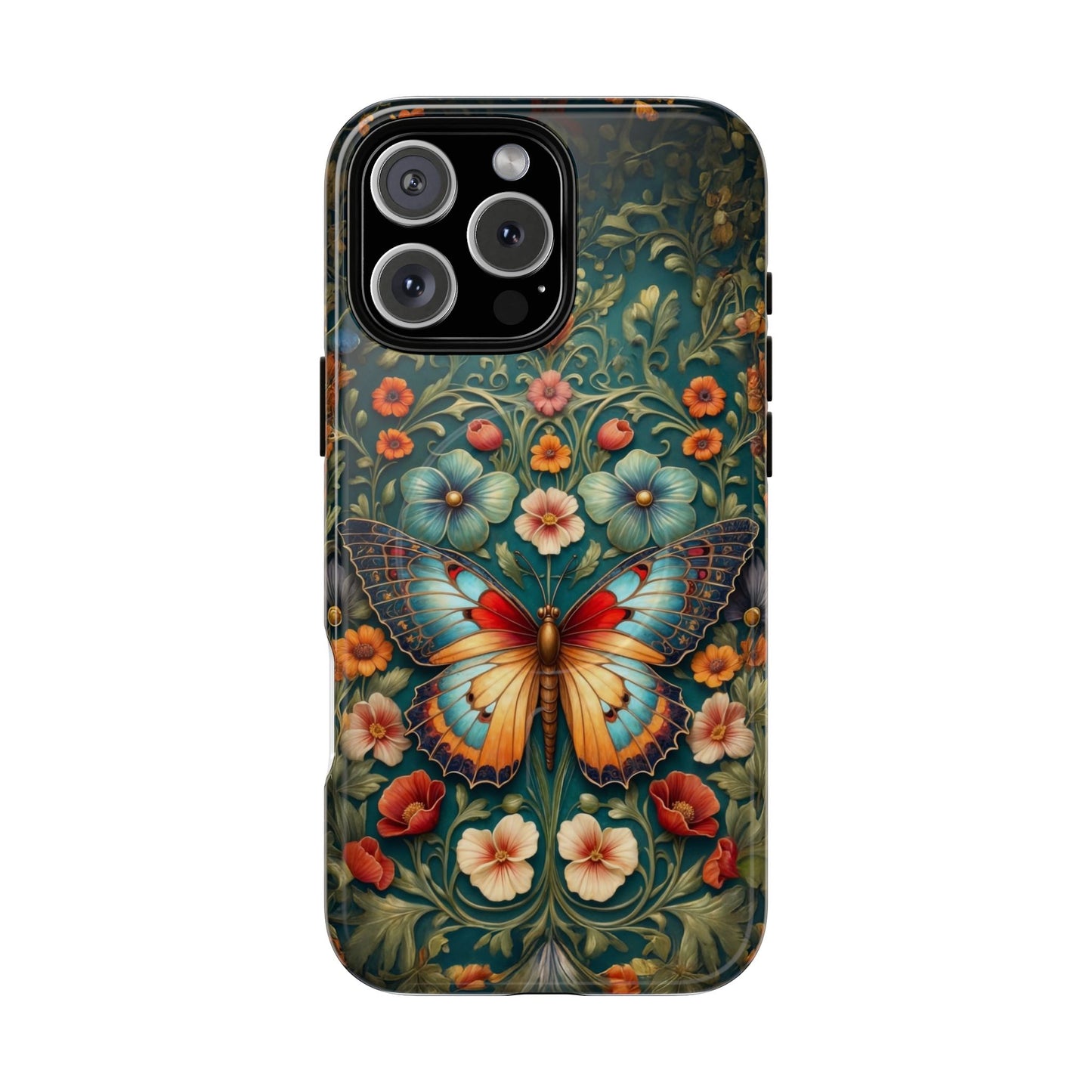 Butterfly Floral iPhone Case – Vintage Garden-Inspired Phone Cover