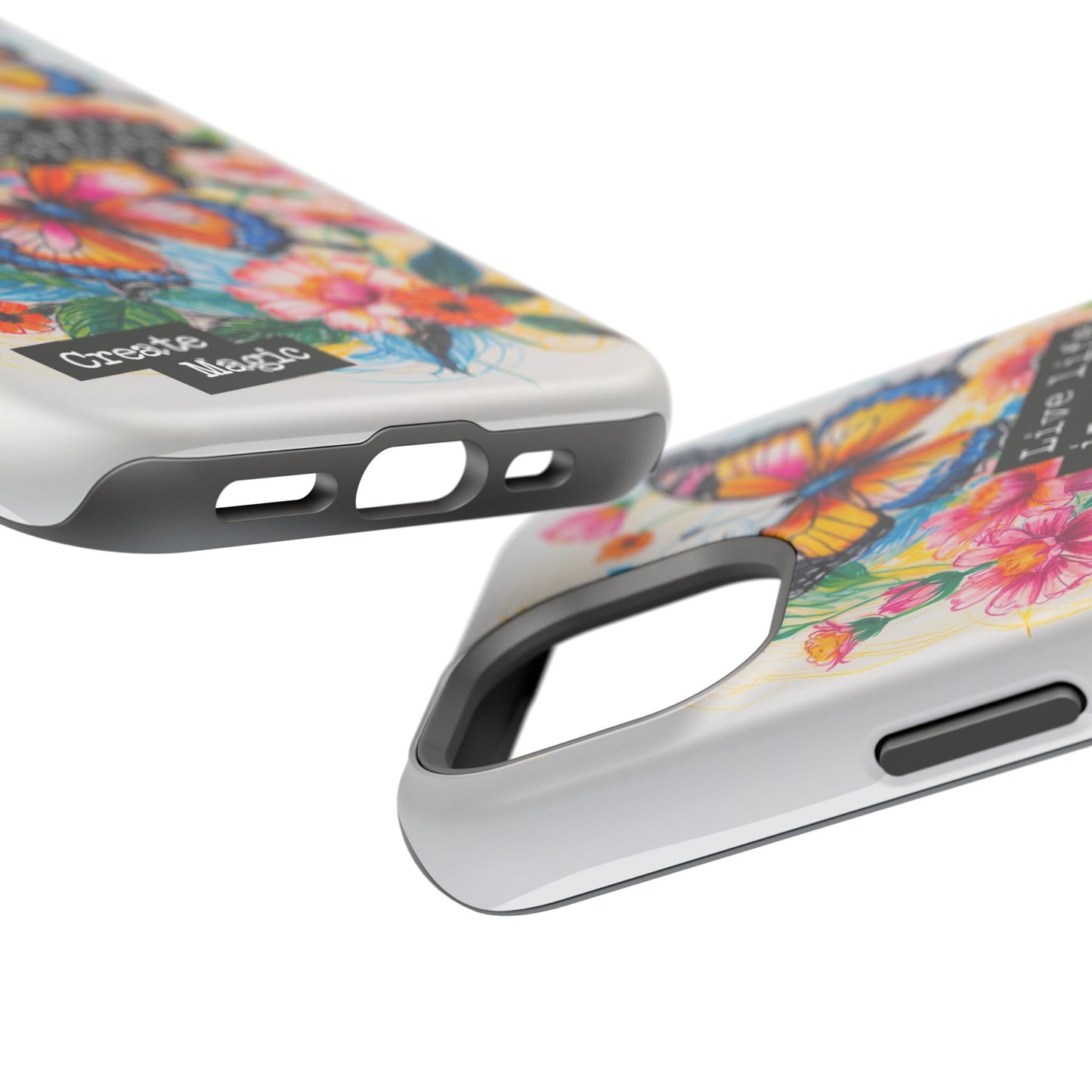iPhone Cases - Colorful Butterfly and Flower Sketch - Impact-Resistant Cases