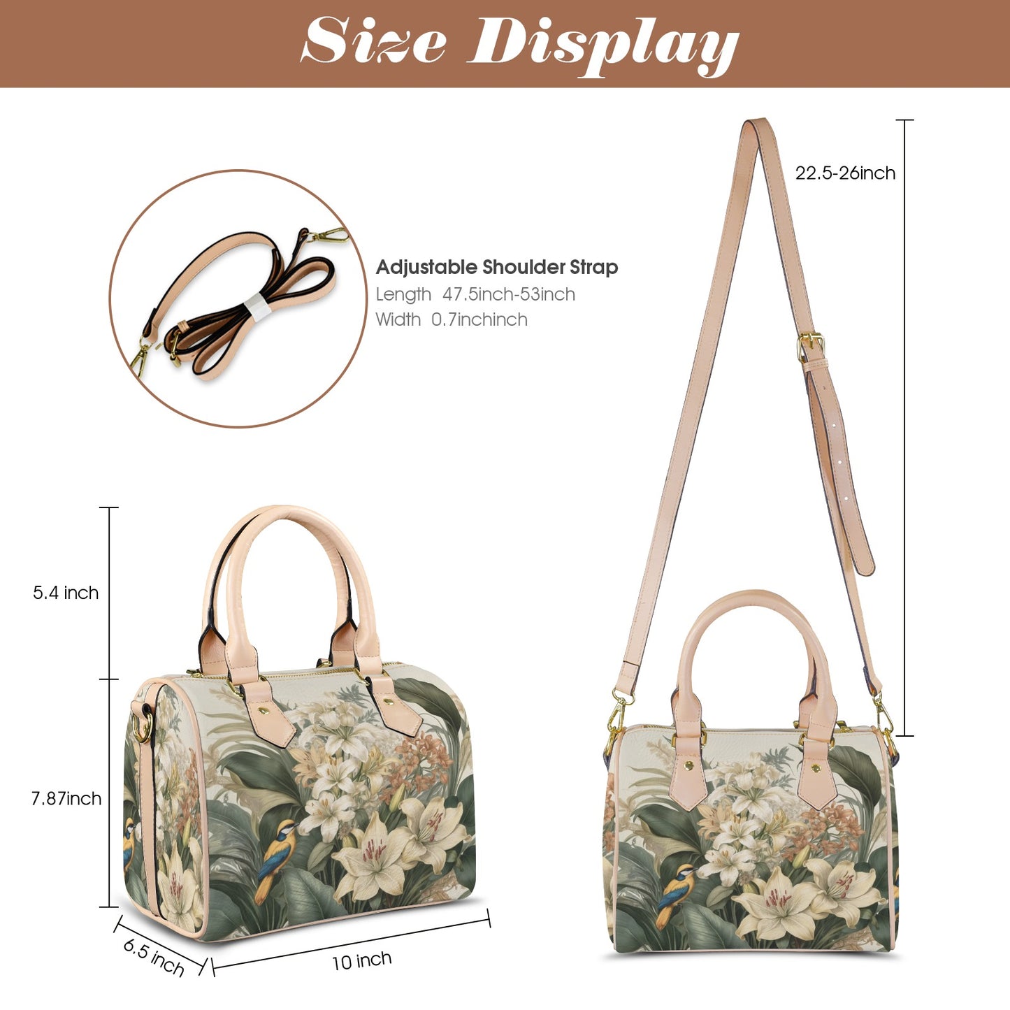Tropical Floral Bird Print PU Leather Handbag