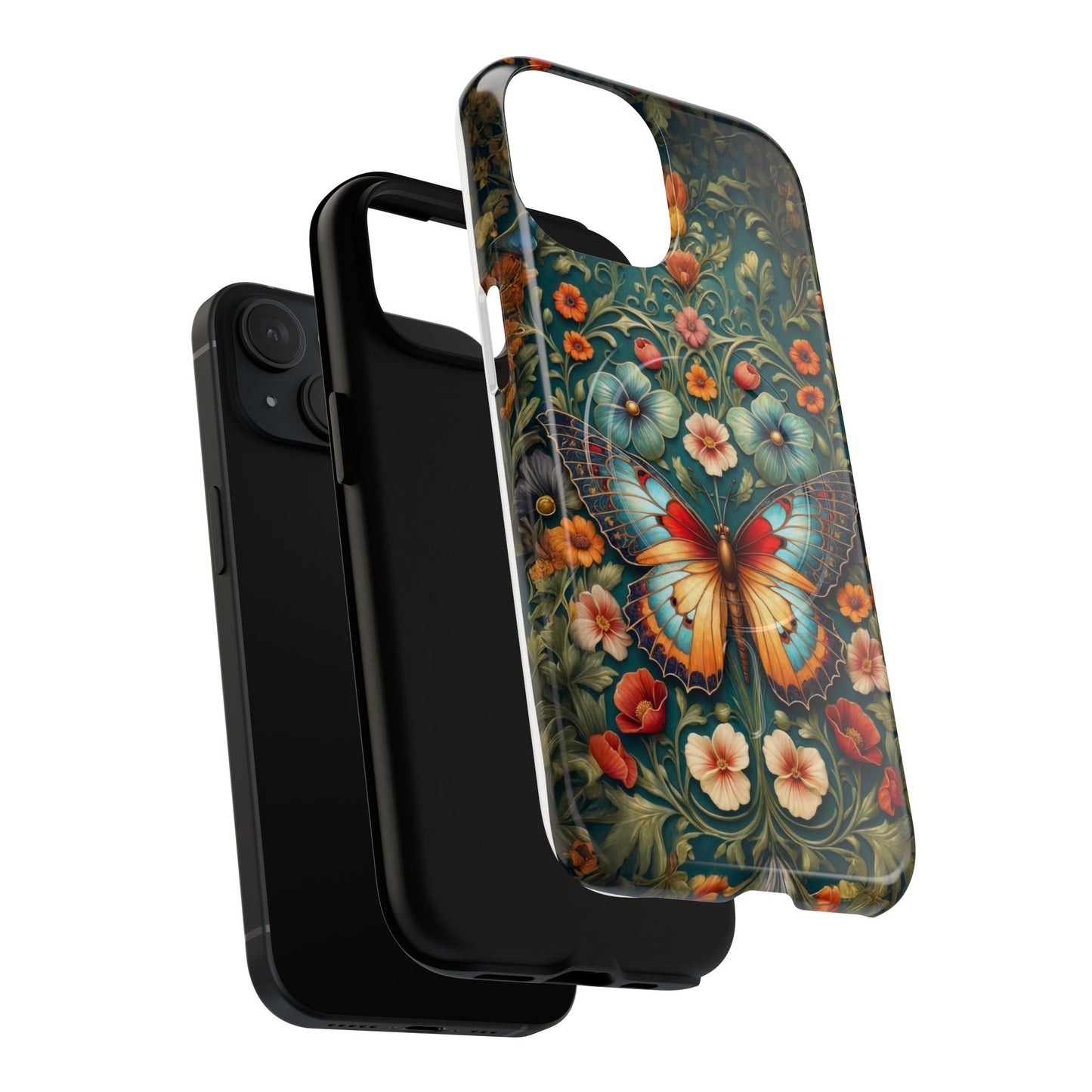 Butterfly Floral iPhone Case – Vintage Garden-Inspired Phone Cover