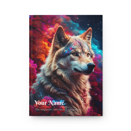 Personalized Nature A5 Notebook, Animal Art Gift -Celestial Wolf Journal