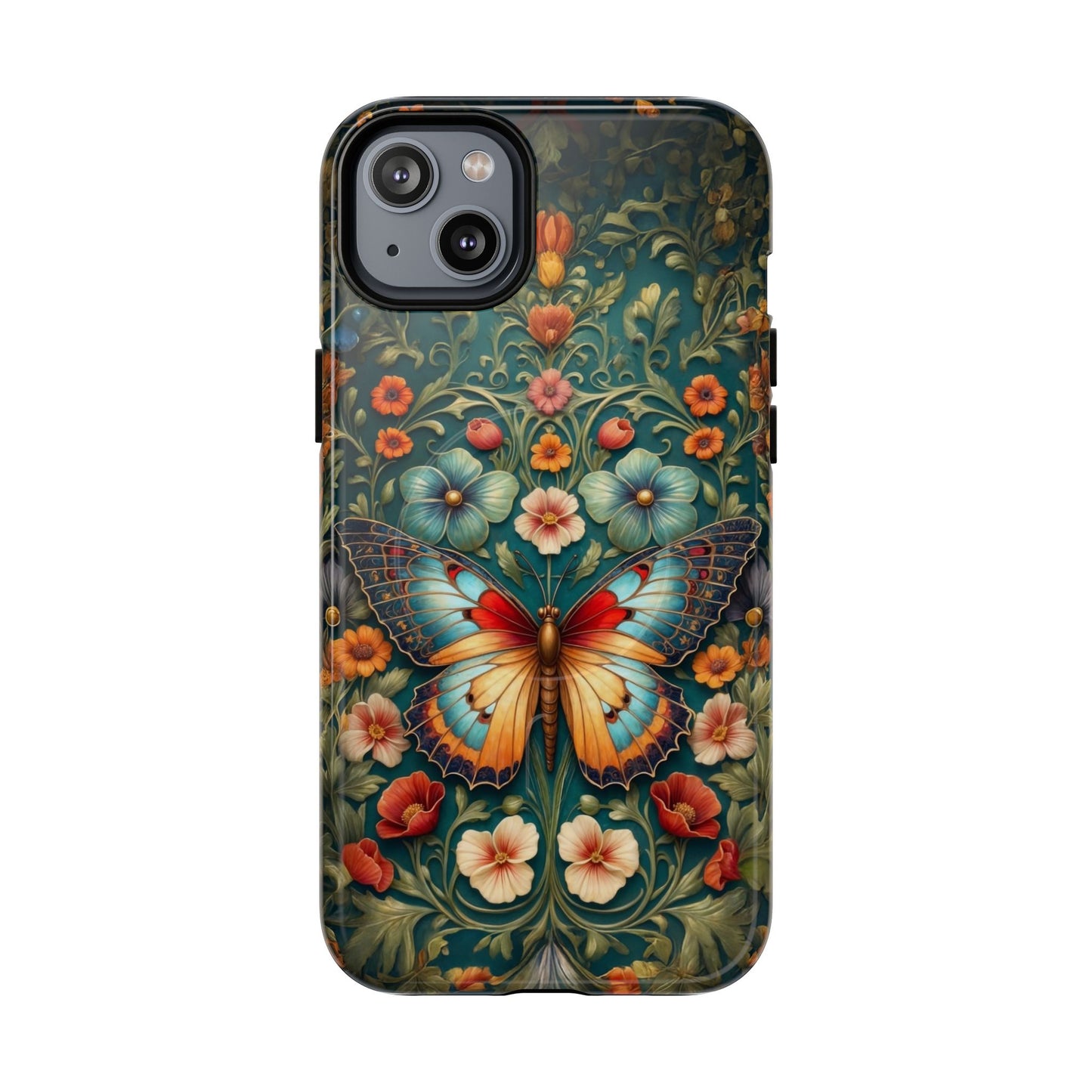 Butterfly Floral iPhone Case – Vintage Garden-Inspired Phone Cover
