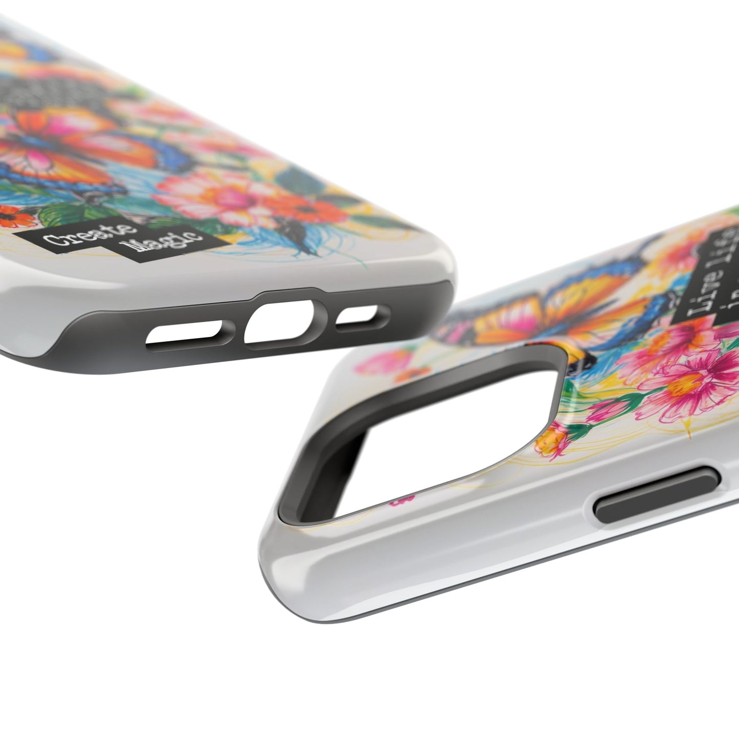 iPhone Cases - Colorful Butterfly and Flower Sketch - Impact-Resistant Cases
