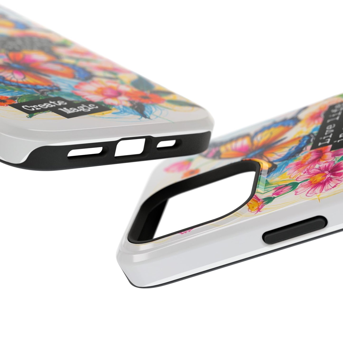 iPhone Cases - Colorful Butterfly and Flower Sketch - Impact-Resistant Cases