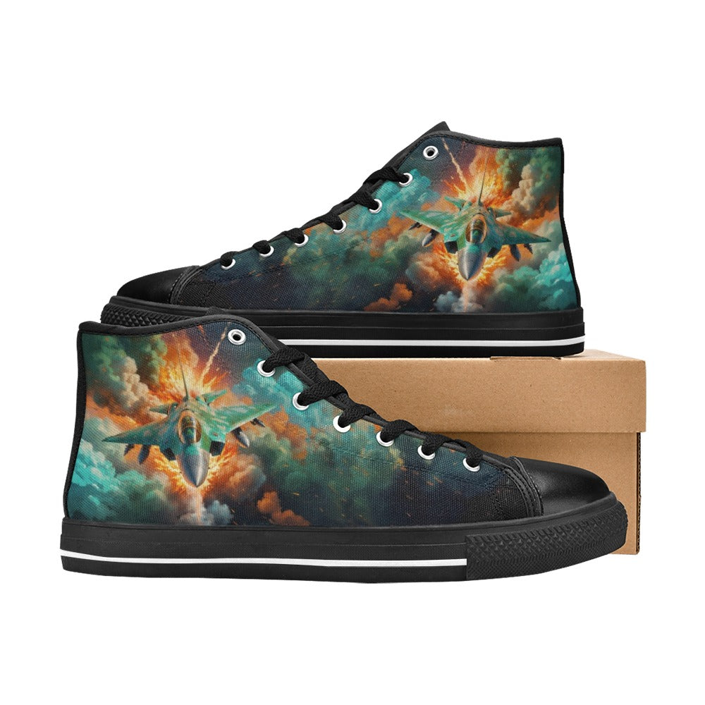 Fighter Jet High-Top Canvas Shoes for Big Kids!