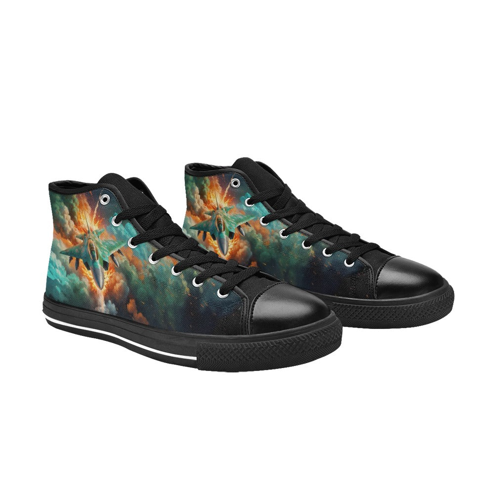 Fighter Jet High-Top Canvas Shoes for Big Kids!