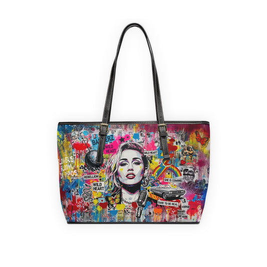 Graffiti Shoulder Bag - Miley Cyrus Portrait