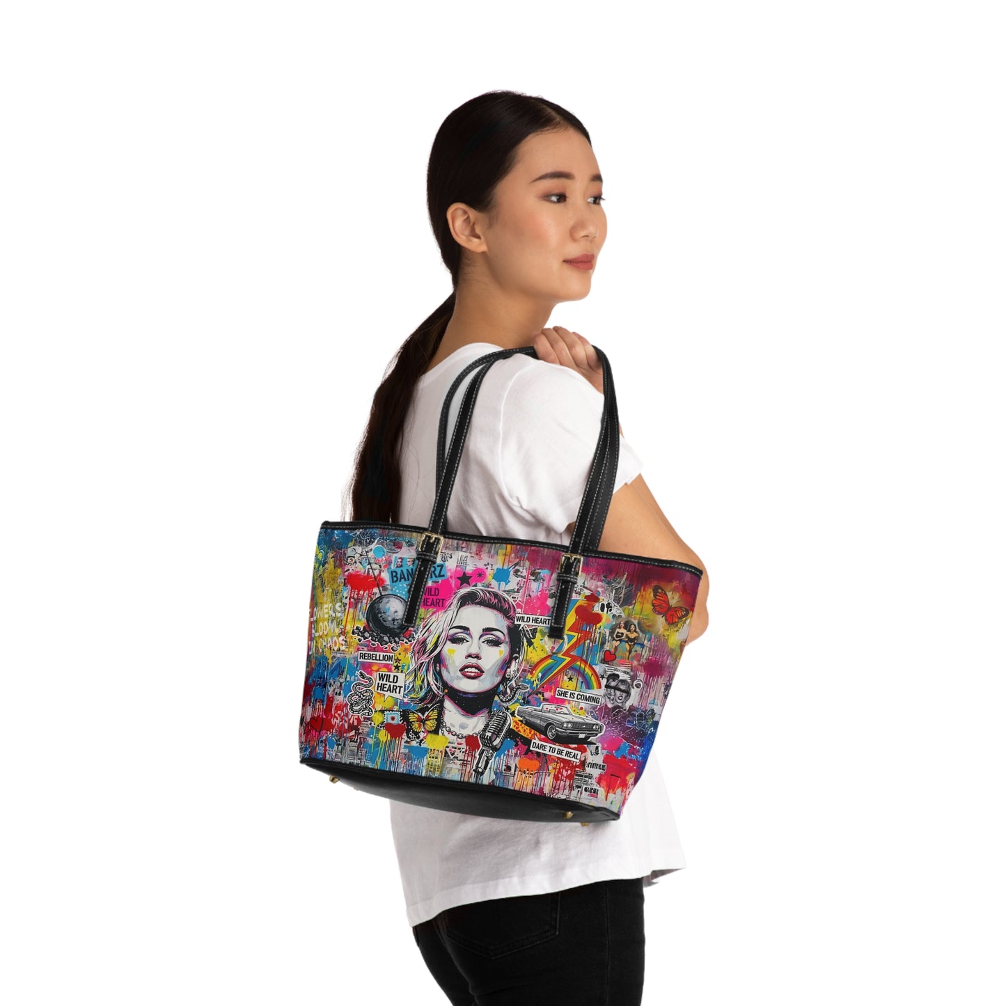Graffiti Shoulder Bag - Miley Cyrus Portrait