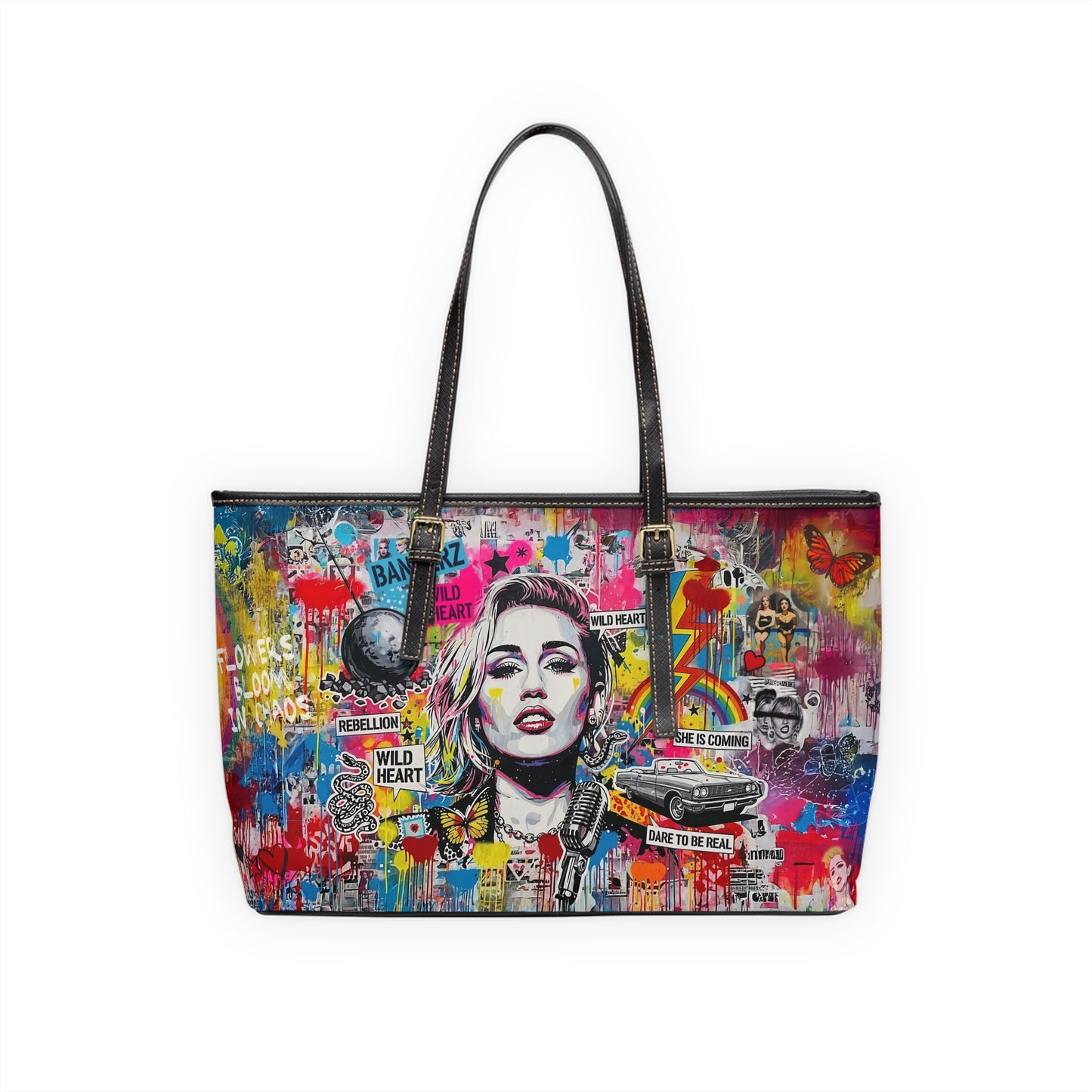 Graffiti Shoulder Bag - Miley Cyrus Portrait