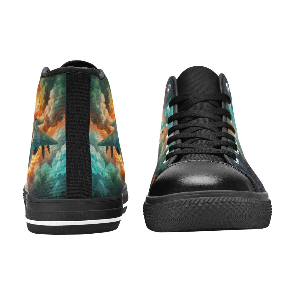Fighter Jet High-Top Canvas Shoes for Big Kids!