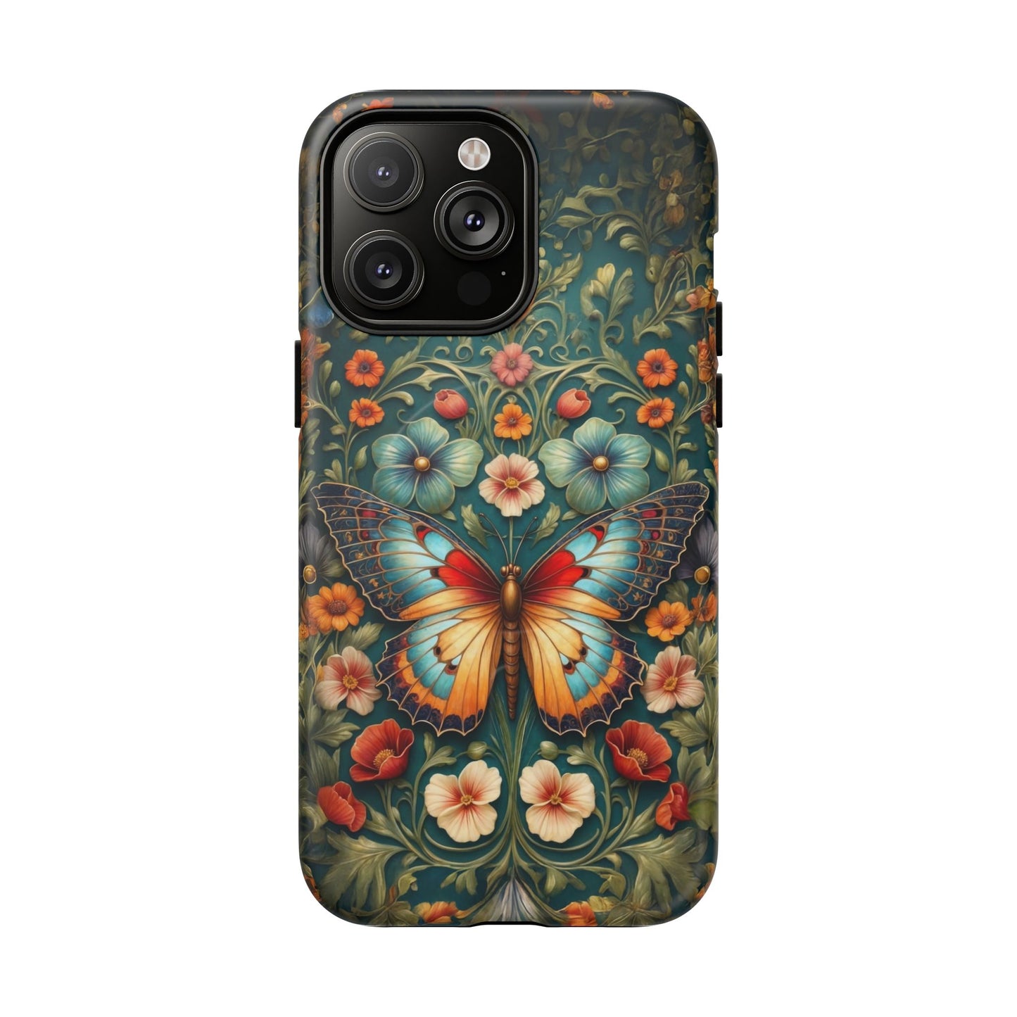 Butterfly Floral iPhone Case – Vintage Garden-Inspired Phone Cover