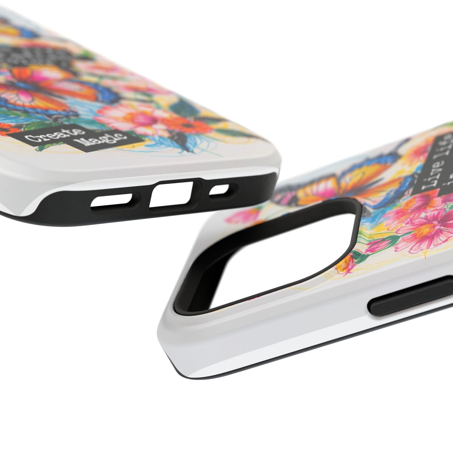 iPhone Cases - Colorful Butterfly and Flower Sketch - Impact-Resistant Cases