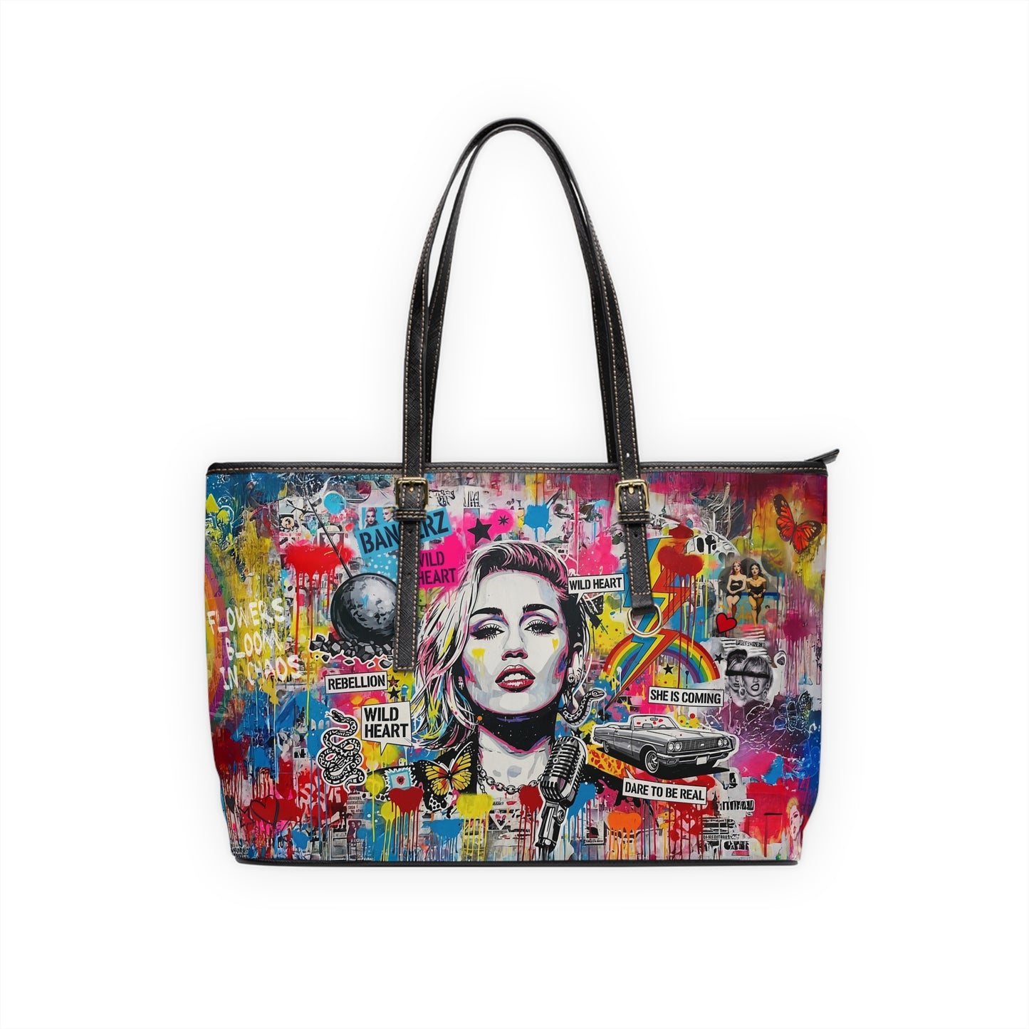 Graffiti Shoulder Bag - Miley Cyrus Portrait