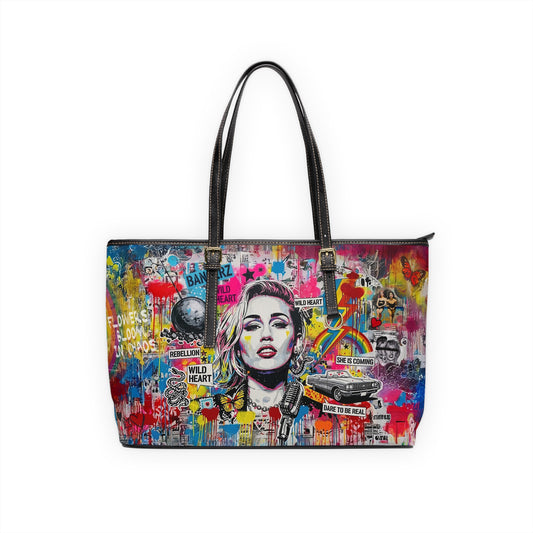 Graffiti Shoulder Bag - Miley Cyrus Portrait