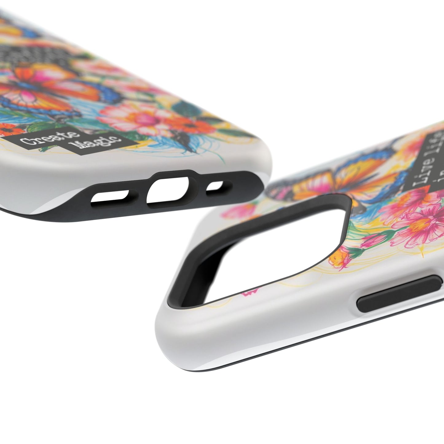 iPhone Cases - Colorful Butterfly and Flower Sketch - Impact-Resistant Cases