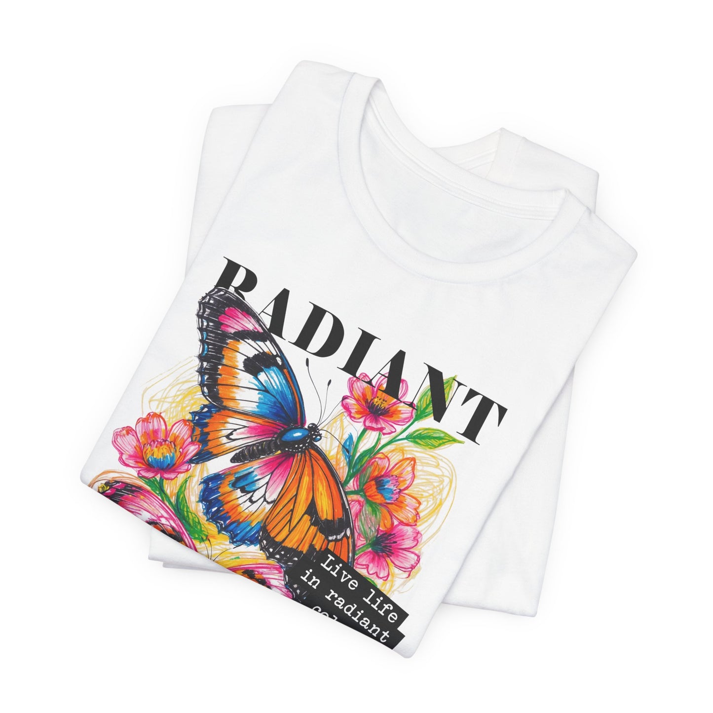 Butterfly Sketch Tee, Vibrant Colorful Positive Quotes