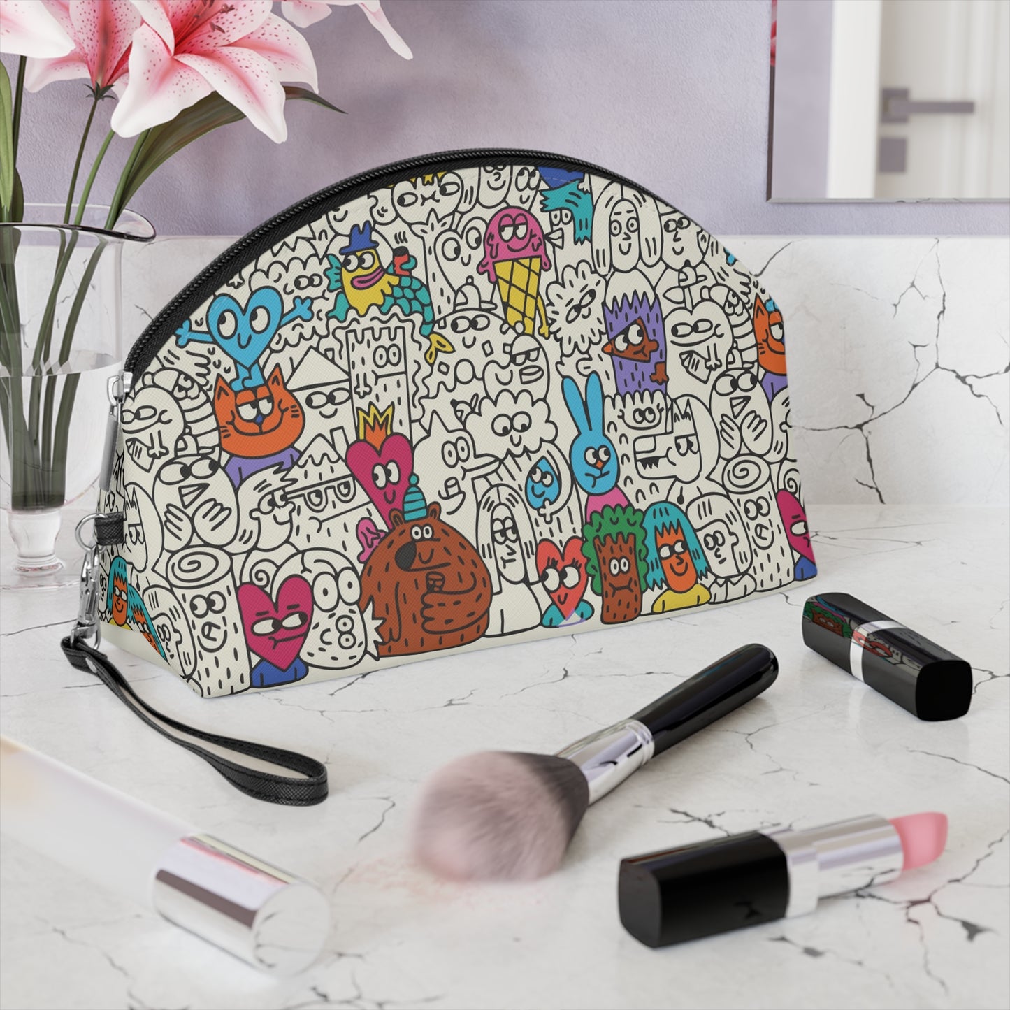 Makeup Bag Organizer - Whimsical Character Fun & Colorful Cosmetic Holder