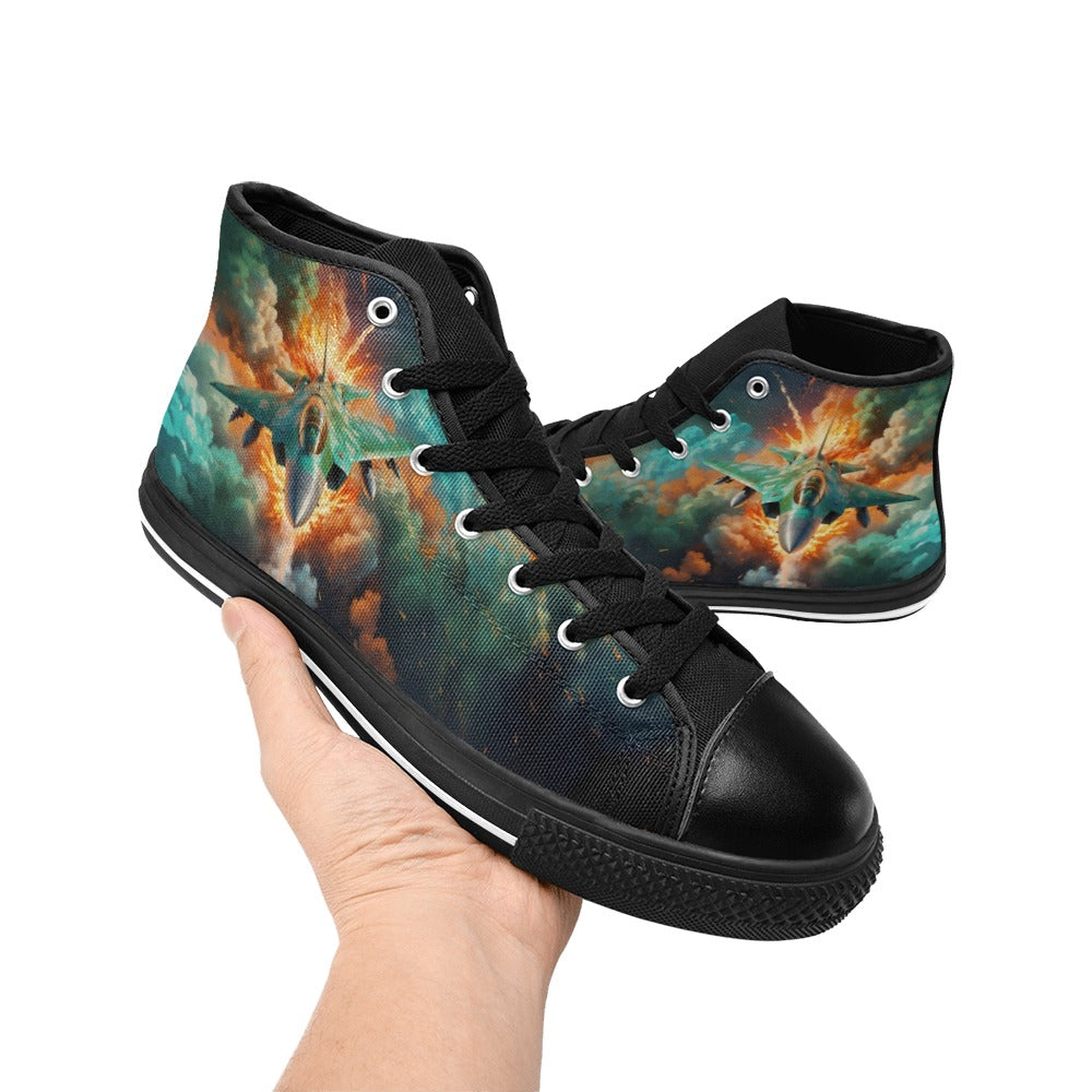 Fighter Jet High-Top Canvas Shoes for Big Kids!