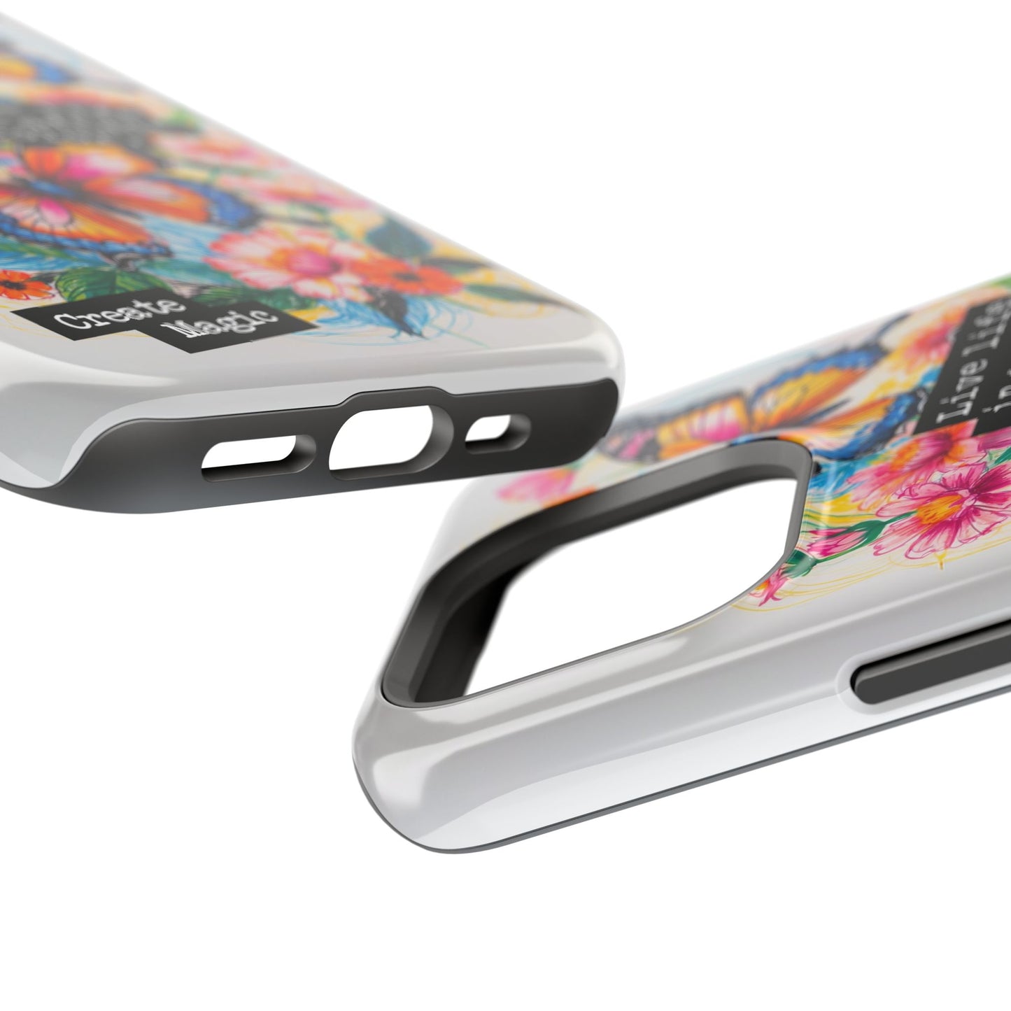 iPhone Cases - Colorful Butterfly and Flower Sketch - Impact-Resistant Cases