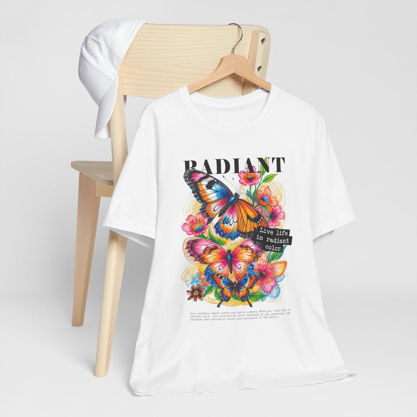 Butterfly Sketch Tee, Vibrant Colorful Positive Quotes