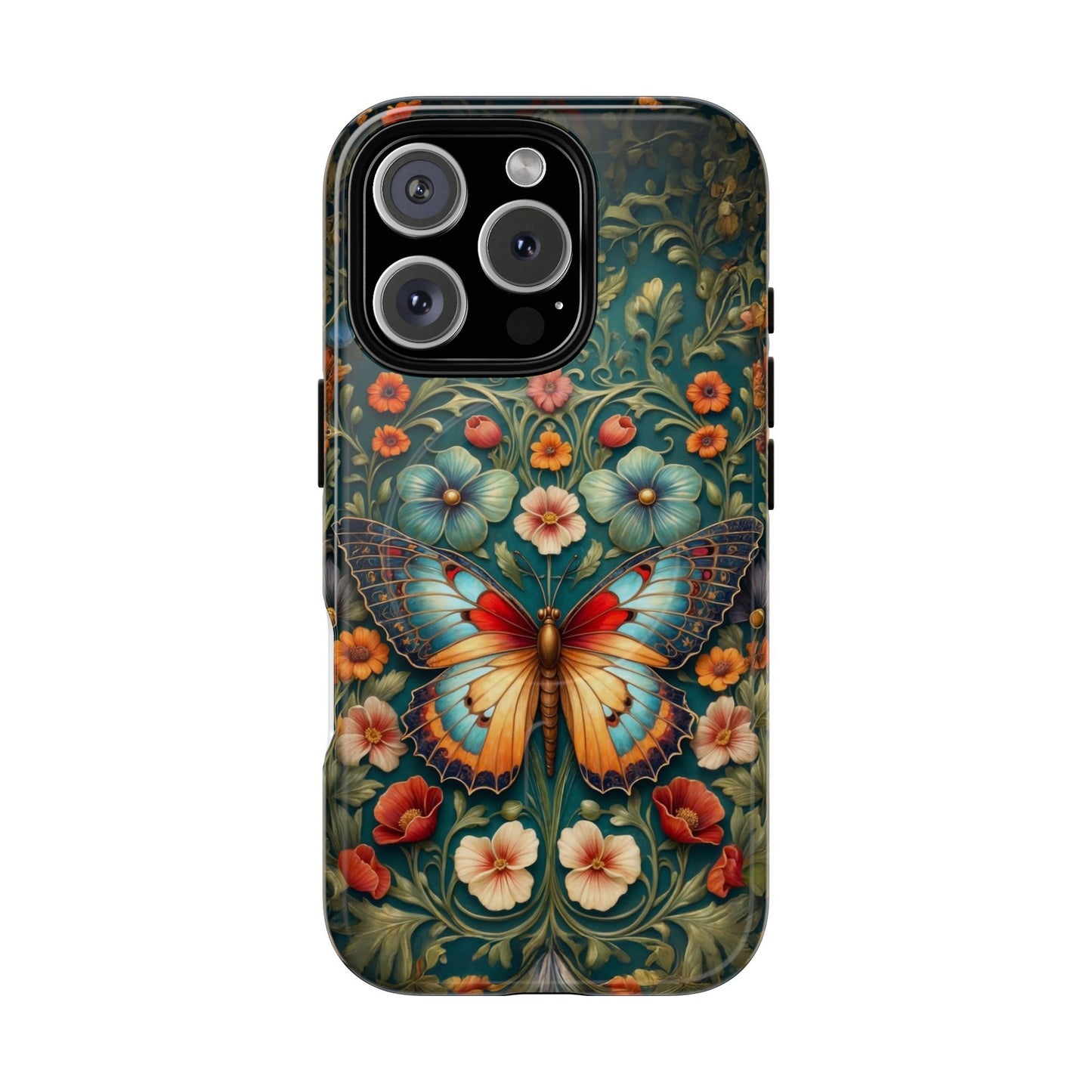 Butterfly Floral iPhone Case – Vintage Garden-Inspired Phone Cover