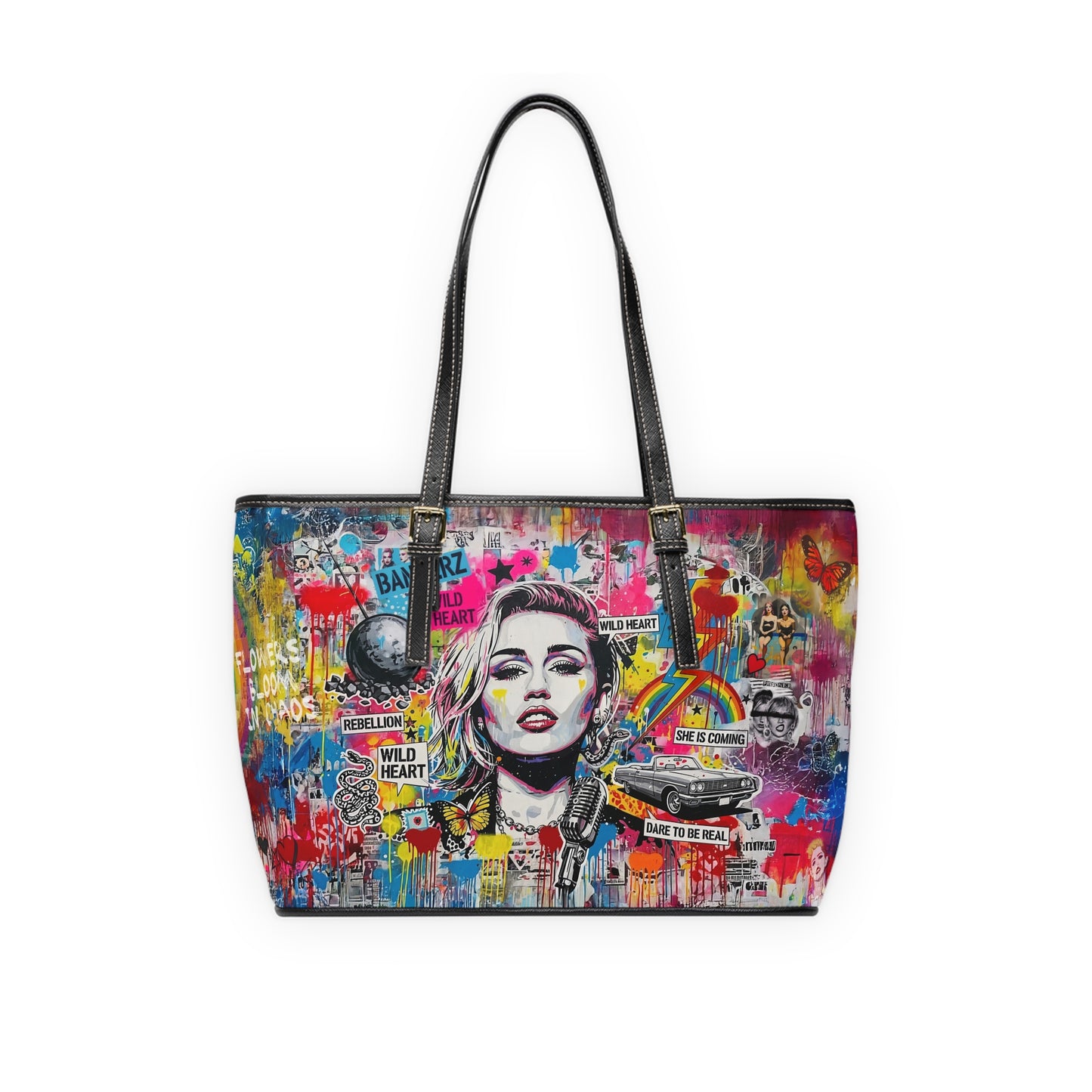 Graffiti Shoulder Bag - Miley Cyrus Portrait