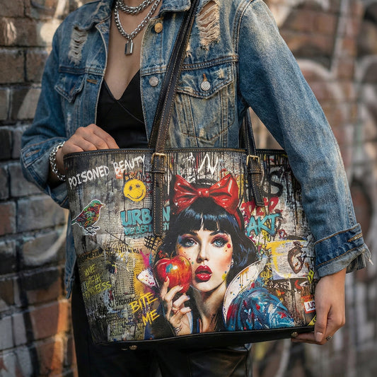 Urban Pop Art PU Shoulder Bag — Graffiti Snow White Illustration