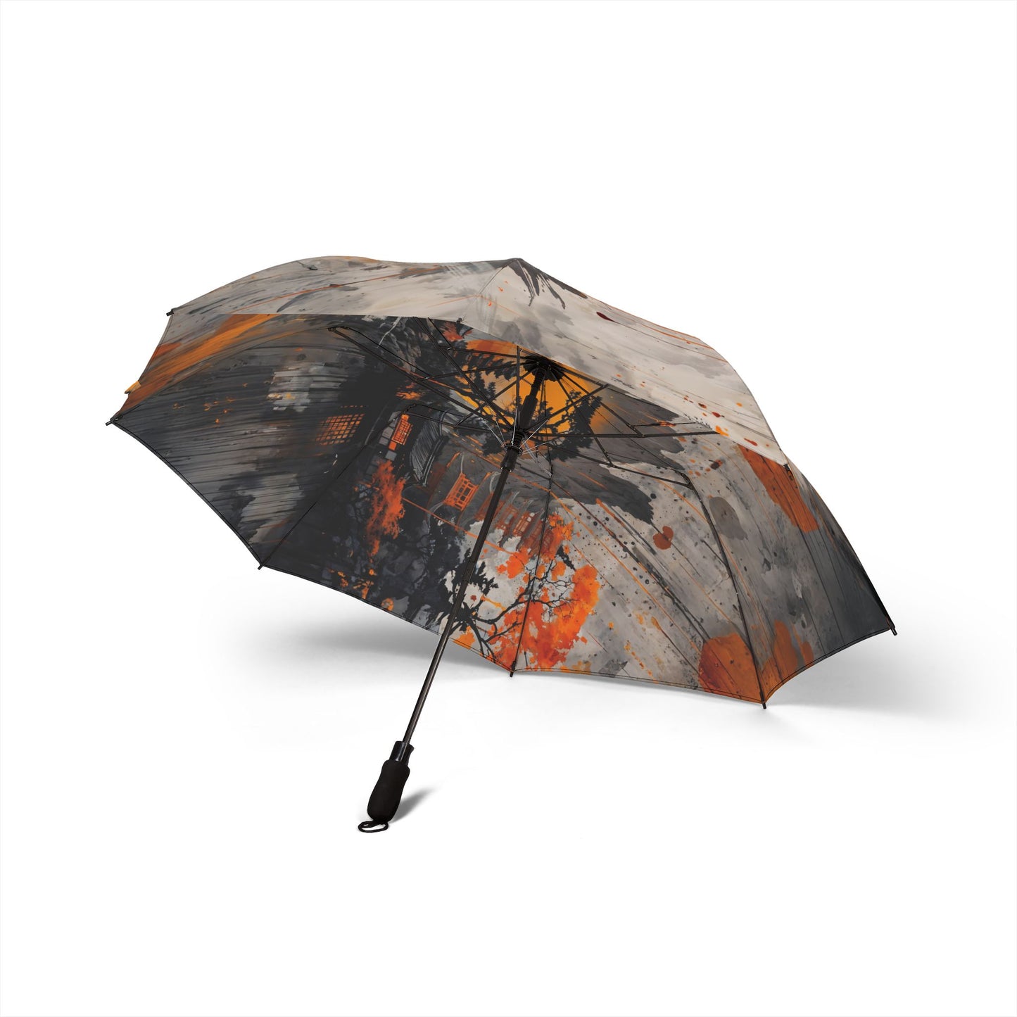 Artistic Asian Landscape Umbrella - Semi-Automatic Foldable