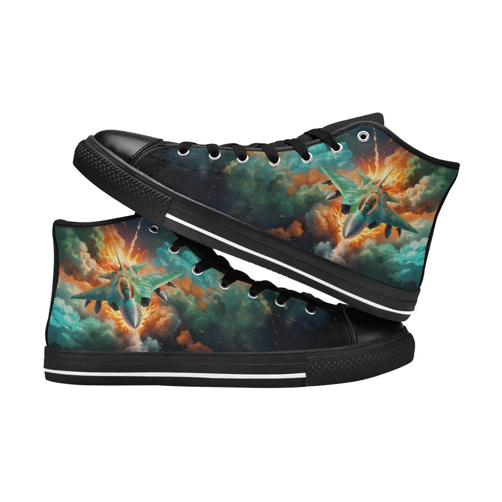 Fighter Jet High-Top Canvas Shoes for Big Kids!