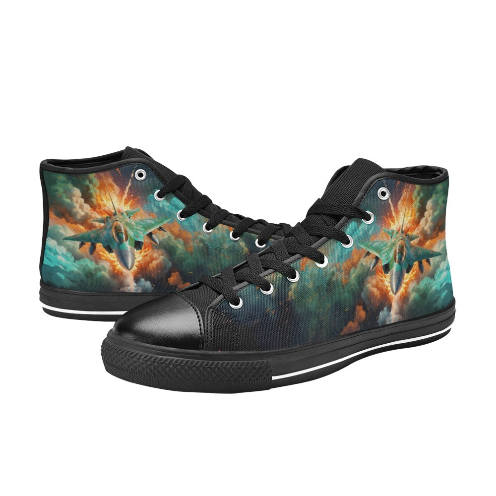 Fighter Jet High-Top Canvas Shoes for Big Kids!
