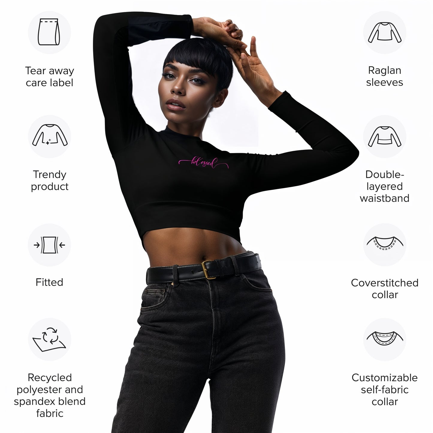 Minimalistic long-sleeve crop top