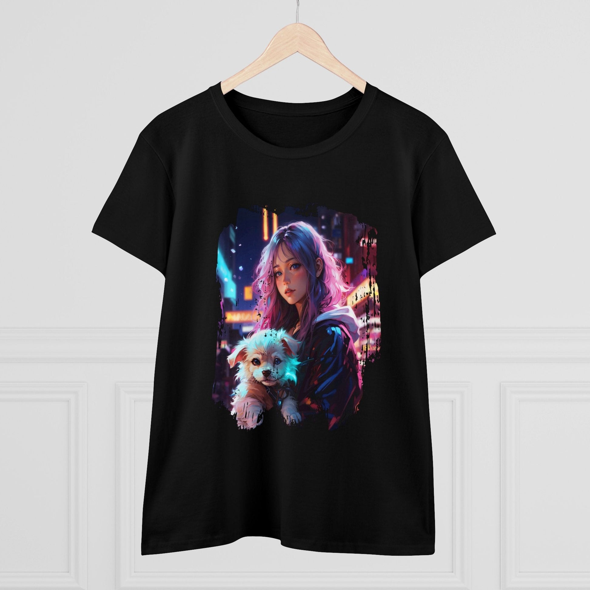 Anime Girl and Puppy Women’s Tee - T-Shirt