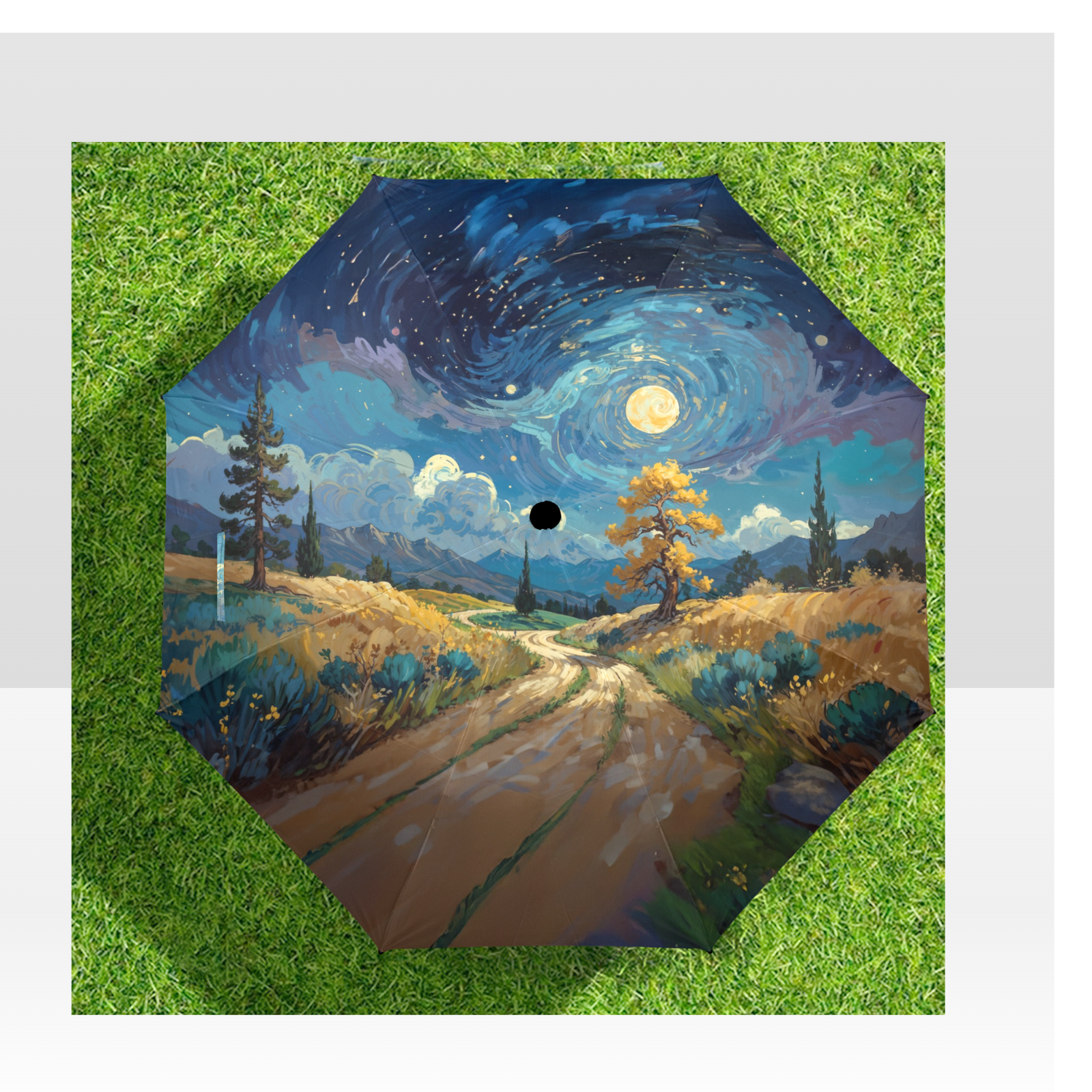 Artistic Foldable Umbrella - Scenic Starry Landscape Design - One size - Accessories
