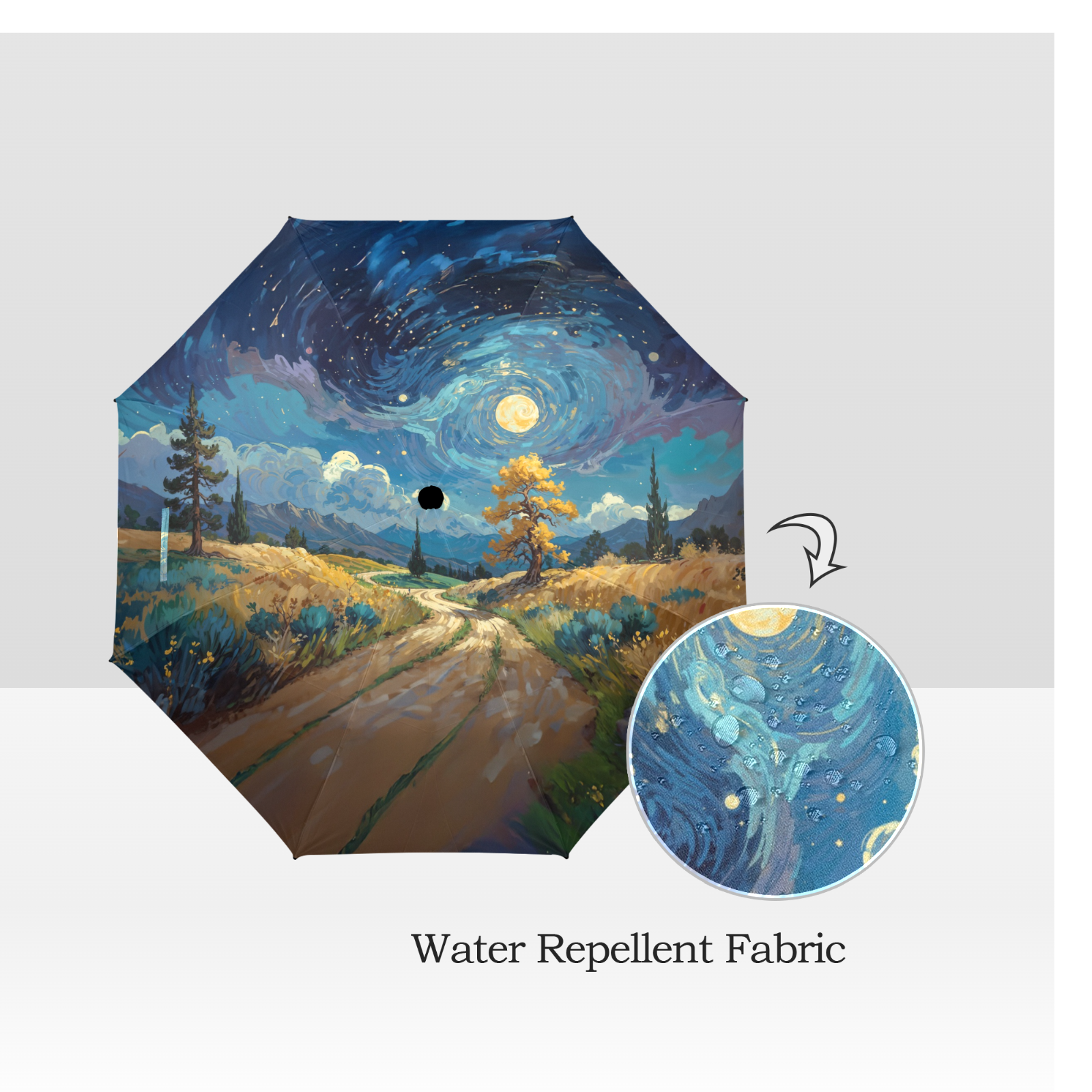 Artistic Foldable Umbrella - Scenic Starry Landscape Design - One size - Accessories