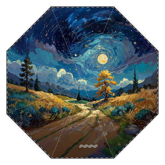Artistic Foldable Umbrella - Scenic Starry Landscape Design - One size - Accessories