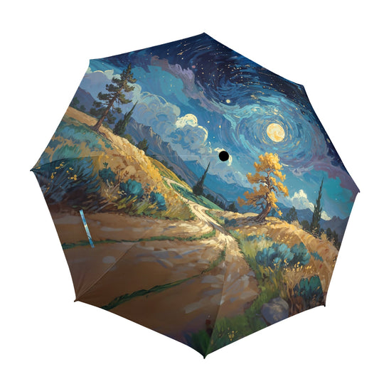 Artistic Foldable Umbrella - Scenic Starry Landscape Design - One size - Accessories