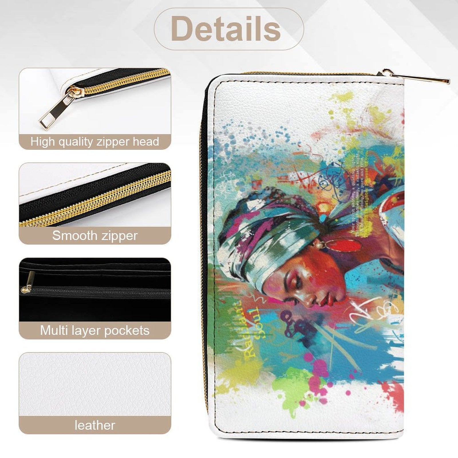 Artistic PU Leather Wallet - white / 19.7x10.5cm - Wallets